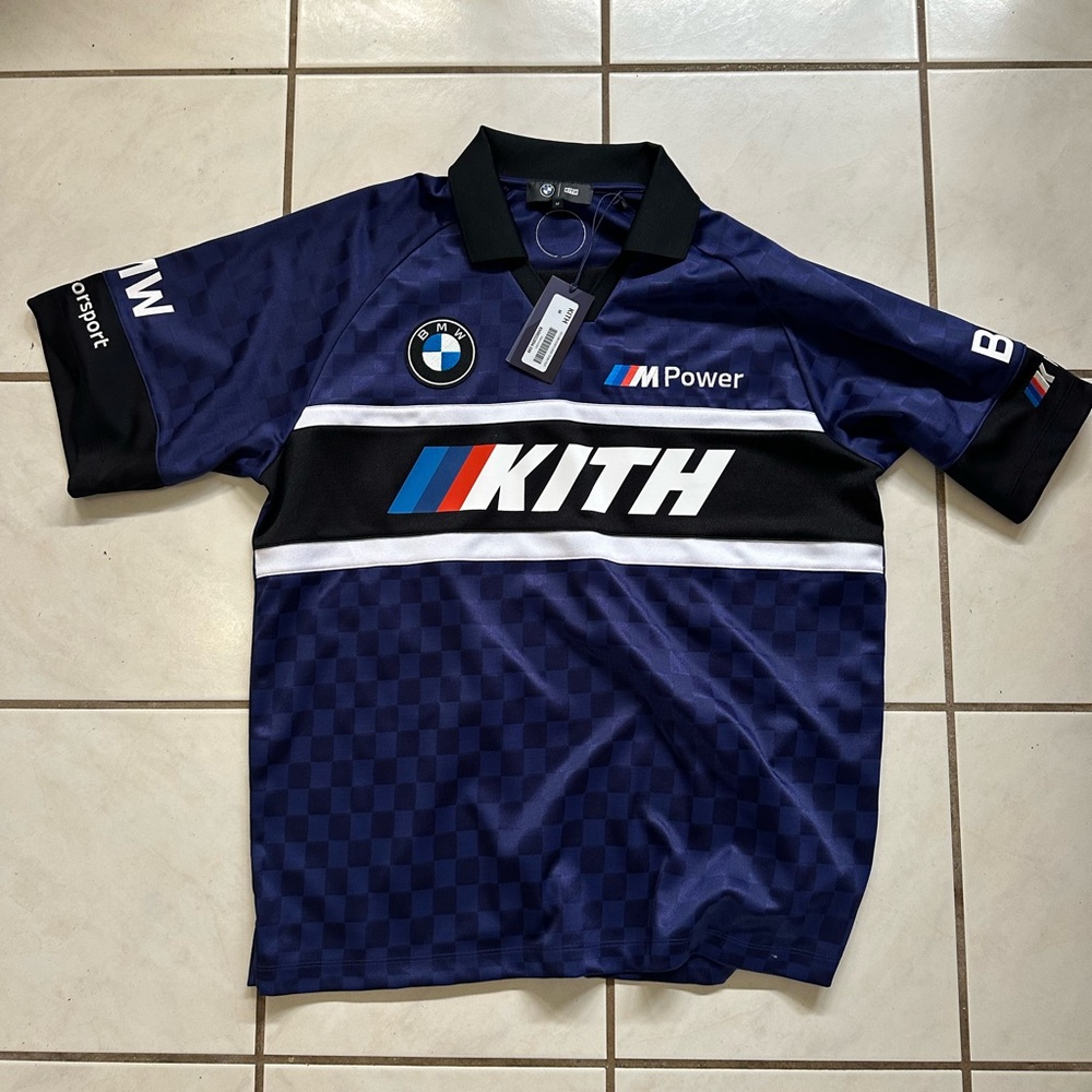 Kith BMW collaboration Blue and Black Men's  Soccer Jersey